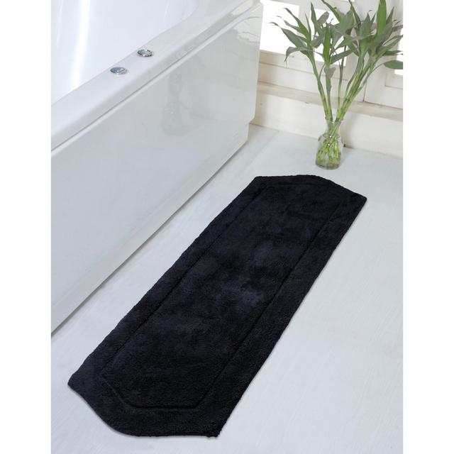 22"x60" Waterford Collection Black Cotton Tufted Bath Rug - Home Weavers