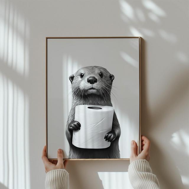 Otter Poster Animal Bathroom Poster Otter Gift Otter Art Bathroom Wall Decor Poster black and white Bathroom Print Poster Otter Bath Poster
