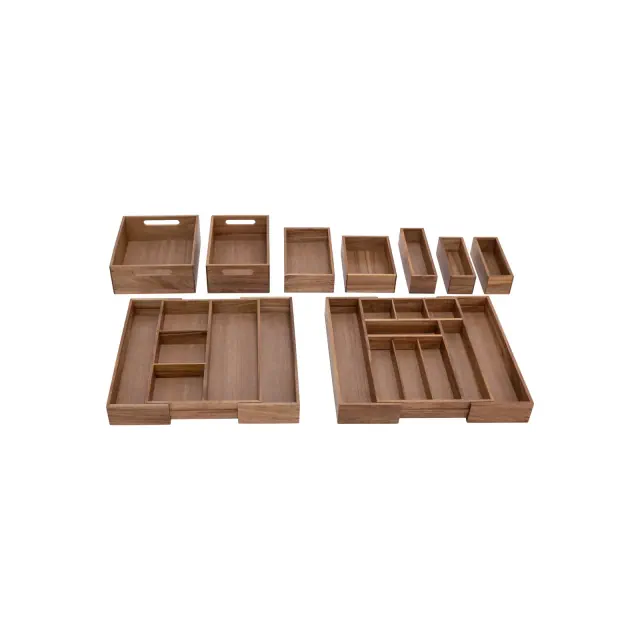 Seville Classics 9-Piece Acacia Wood Pantry Kitchen Storage Organizer Box Set