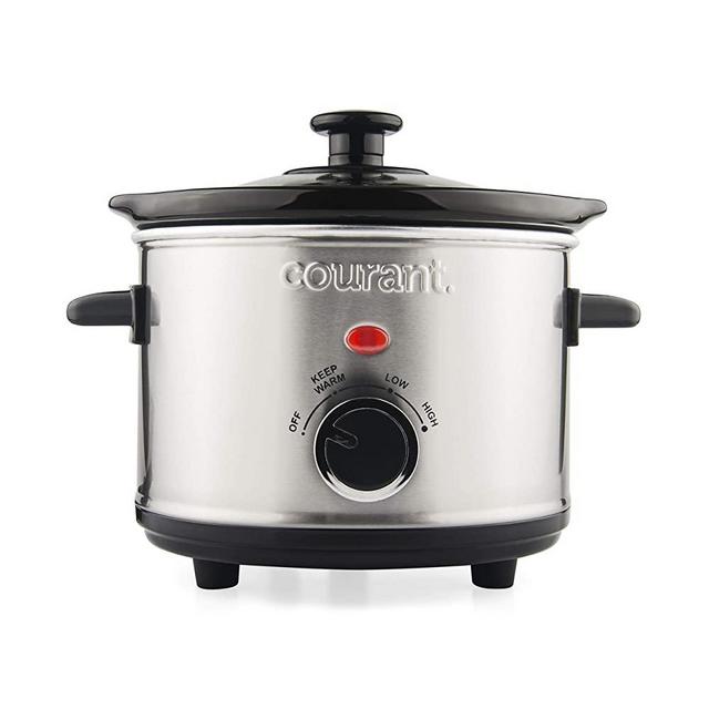Courant Mini Slow Cooker Crock, with Easy Options 1.5 Quart Dishwasher Safe Pot, Stainless Steel