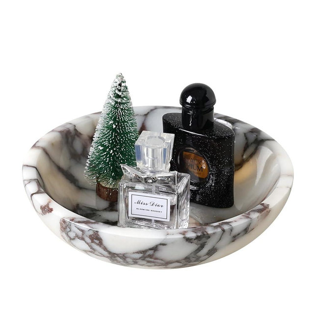 SZGYCSM Decorative Bowl for Home Decor – Marble Fruit Bowl, Key Holder Tray with Marble Finish, Entryway Table Organizer, Kitchen Countertop & Coffee Table Centerpiece