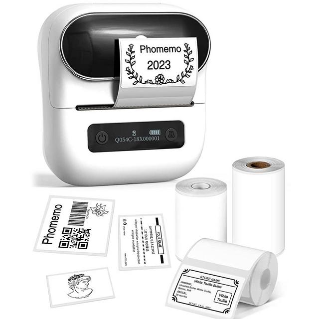 Phomemo Label Makers,M220 Label Maker,Thermal Bluetooth Label Printer, Portable Barcode Printer for Address, Mailing, Office Supplies, Sticker Labeling, Compatible with Phone,PC, with 3 Packs Label