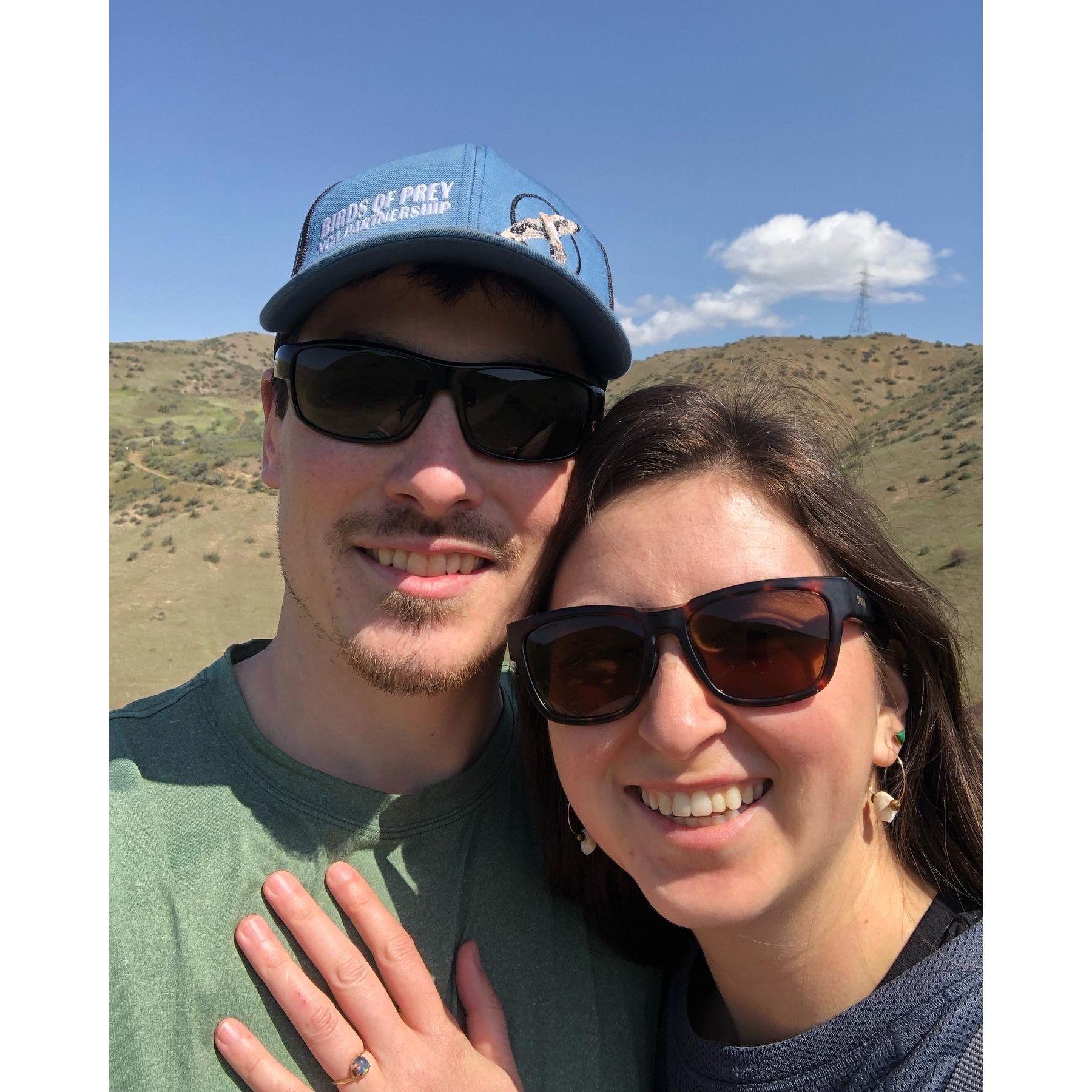 Right after Michael proposed in the Boise foothills! He chose the spot where we took our first hike together on one of our first dates :)