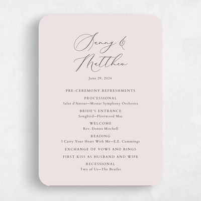 Beige Rounded Wedding Program - Niligan