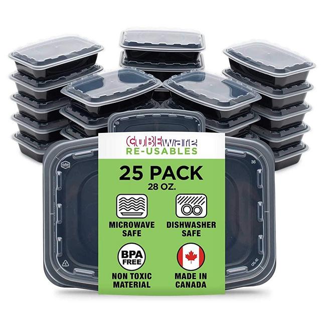 Cubeware Square Black Reusable Plastic Microwavable Food Container