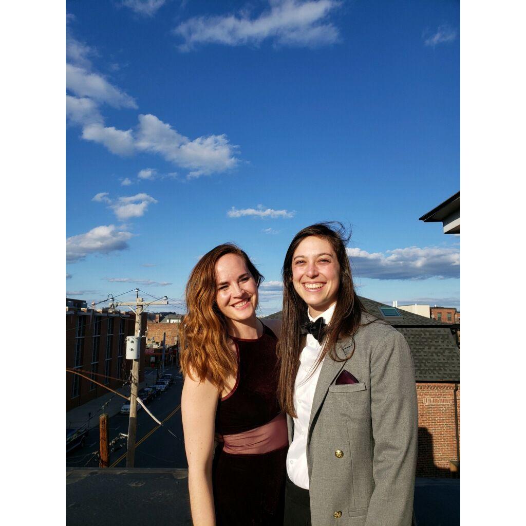 Fancy rooftop photo could have been even fancier if only we had decided to use Boston as our backdrop instead of face it. Again, the butterflies. They distract.