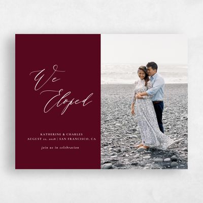Burgundy, Red Wedding Save the Date - Violin Elopement