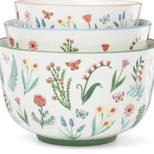 Oneida Serveware, First Blooms Nesting Bowls Set Of 3, Porcelain Material, Dishwasher & Microwave Safe, 19-oz, 30-oz, & 46-oz Serving Bowls, Pasta Bowl, Floral Design (Multi-Colored, 3 Pieces)