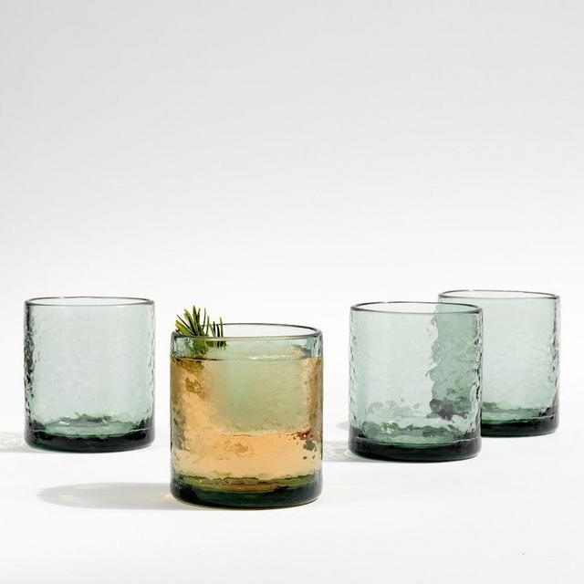 Hammered Outdoor Short Drinking Glass, Set of 4 - Mist Blue