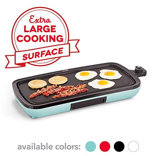 DASH DEG200GBAQ01 Everyday Nonstick Electric Griddle for Pancakes, Burgers, Quesadillas, Eggs & other on the go Breakfast, Lunch & Snacks with Drip Tray + Included Recipe Book, 20in, Aqua