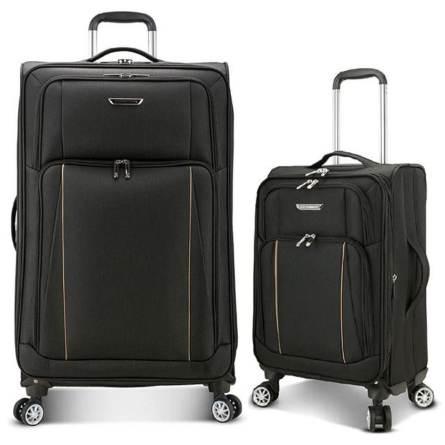 Traveler's Choice Lares Softside Expandable Luggage with Spinner Wheels, Black, 2 Piece Luggage Set