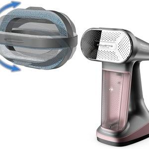 Rowenta Iron Steamer for Clothes, 3in1 Hand Held Steamers, Clothing Steamer, Ironing, Lint Remover, 7.1 Oz Tank, 1875 Watts, Auto-Off, Black & Pink, DR8865