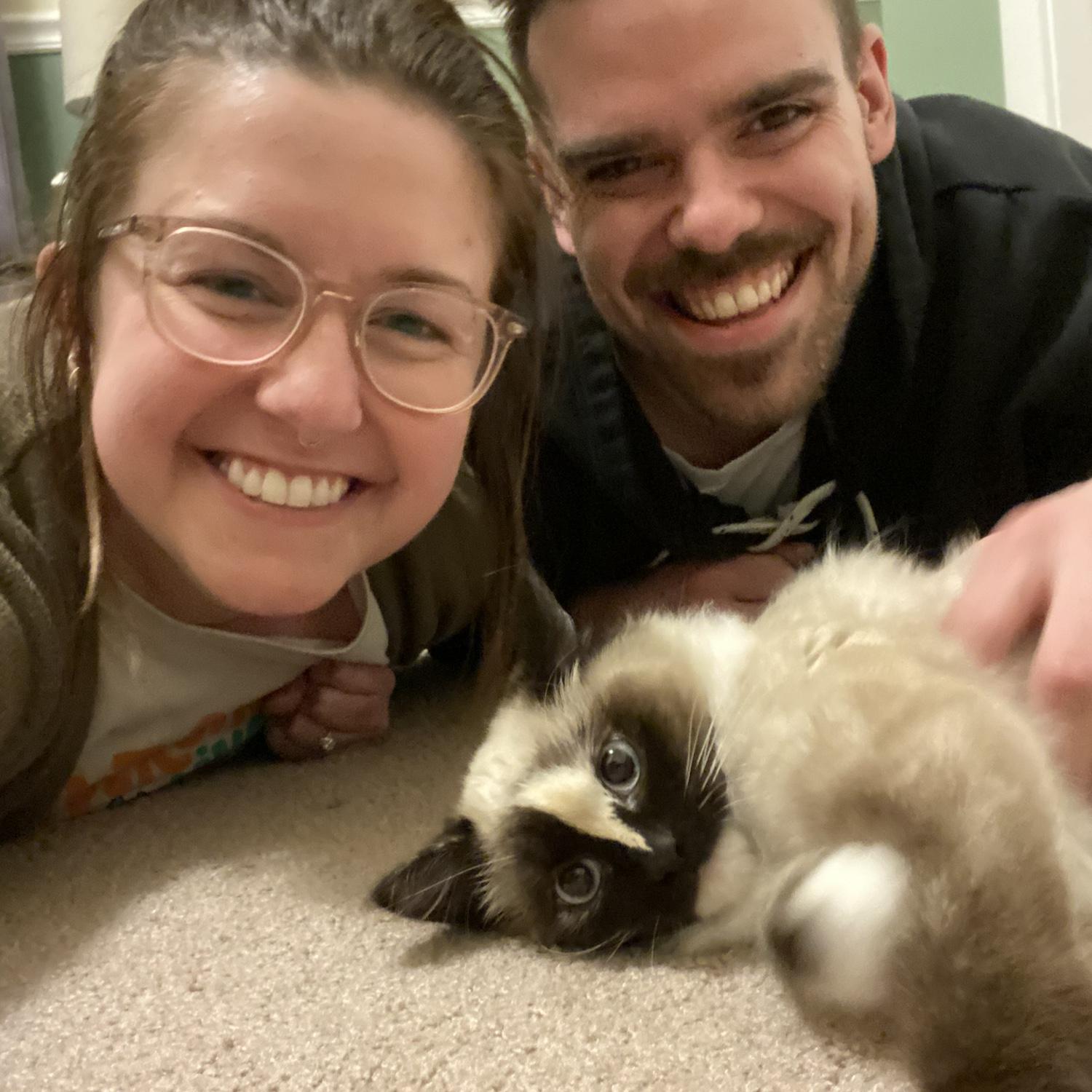 We adopted our first animal together, baby Muffin