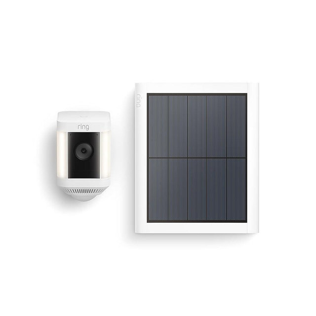Like-New Ring Spotlight Cam Plus, Solar | Two-Way Talk, Color Night Vision, and Security Siren (2022 release) - White