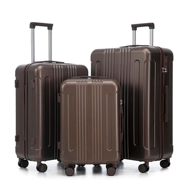Luggage Sets 3 Piece with Spinner Wheel, Hardside Suitcase Set with TSA Lock, Durable Travel Luggage for Men and Women,Brown
