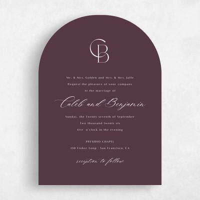 Dark Plum, Purple Wedding Invitation - Kenai Portrait