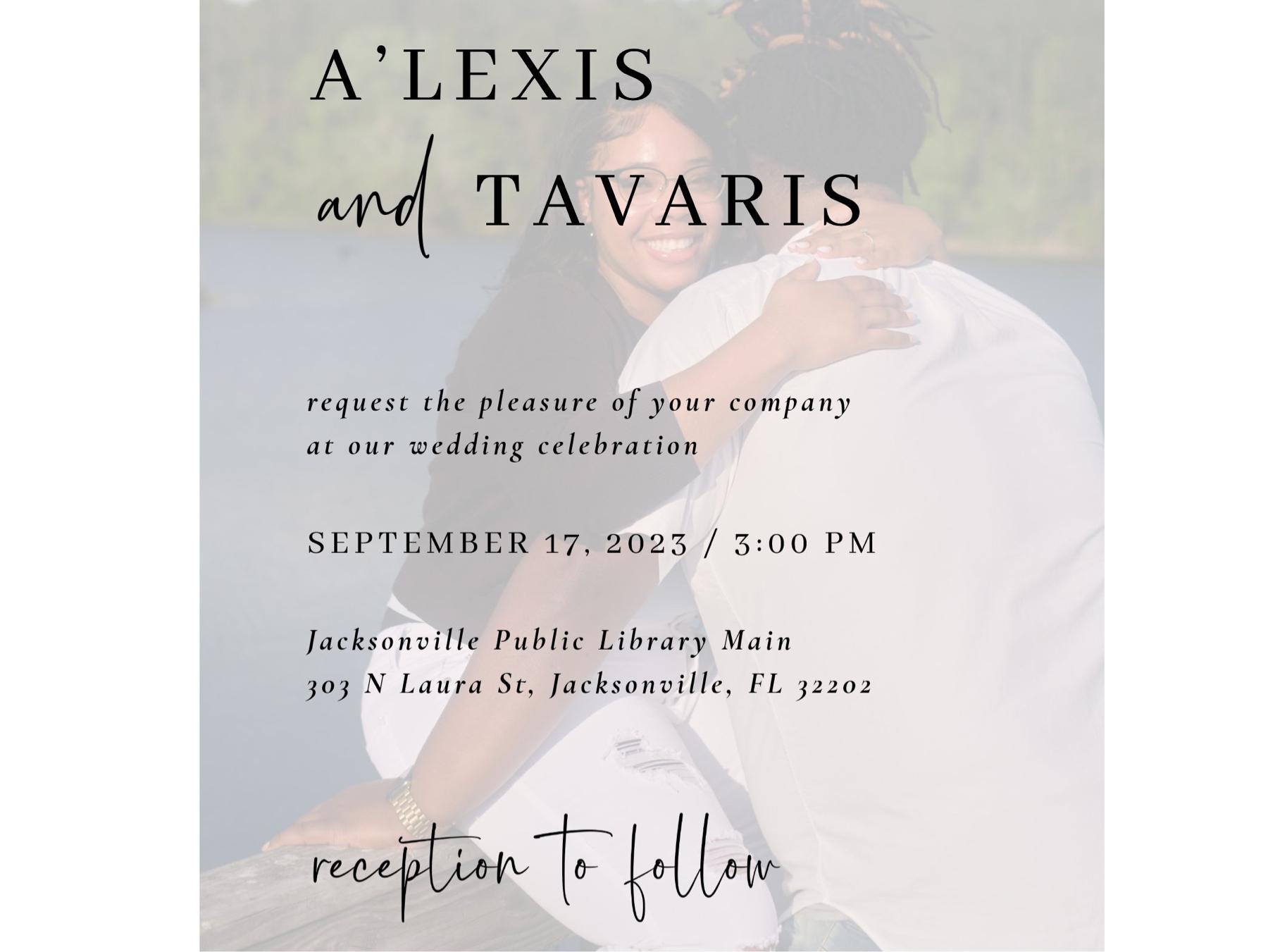 The Wedding Website of A’lexis Babbs and Tavaris Kelly