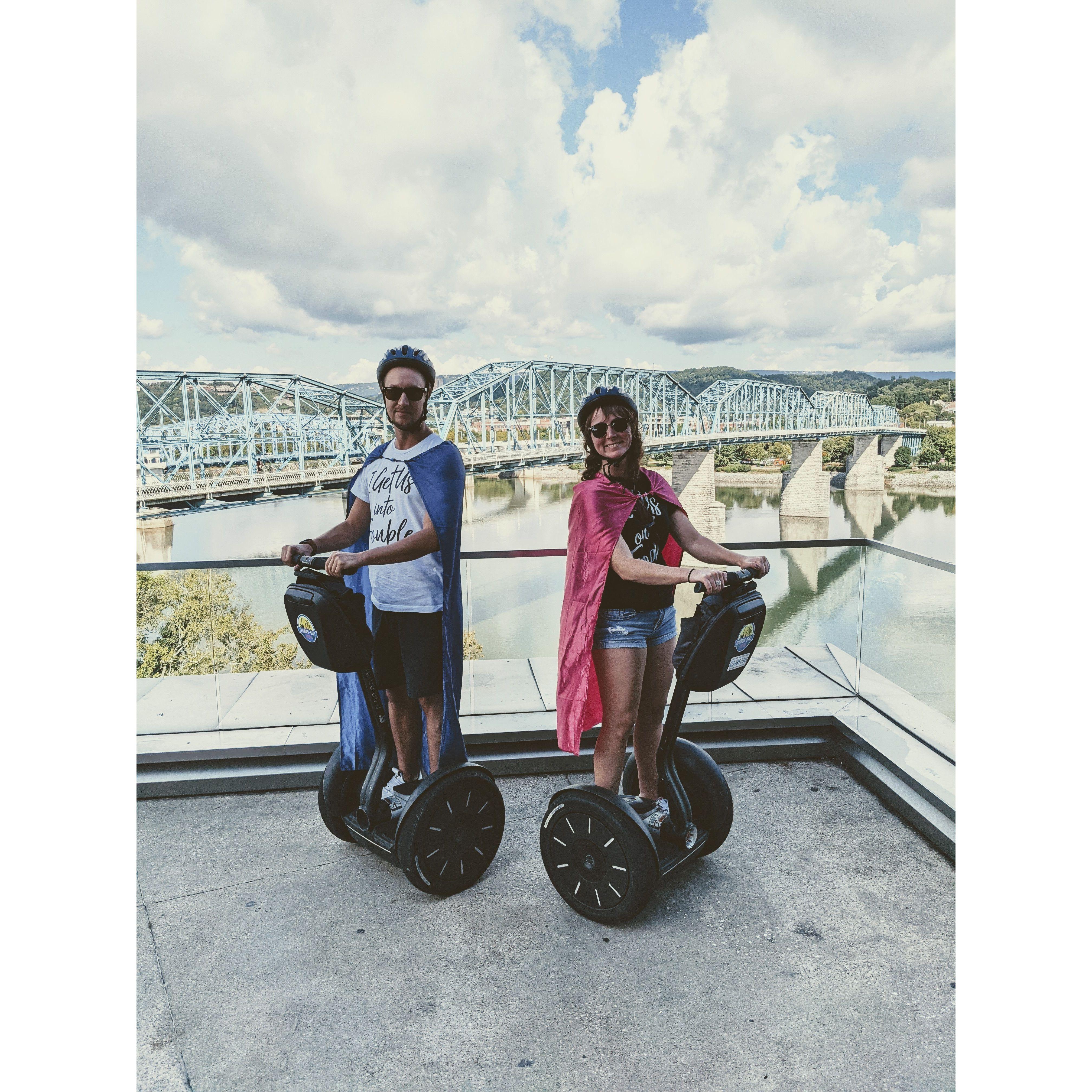 When exploring Memphis on a Segway, it's important to always wear your helmet...and cape