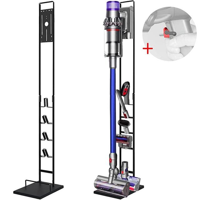 Lasvea Vacuum Stand for Dyson V6, V7, V8, V10, V11, V12, V15 Cordless Cleaners - Heavy Base Metal Bracket Holder with Trigger Lock, On/Off Control Clamp, Accessory & Attachment Storage