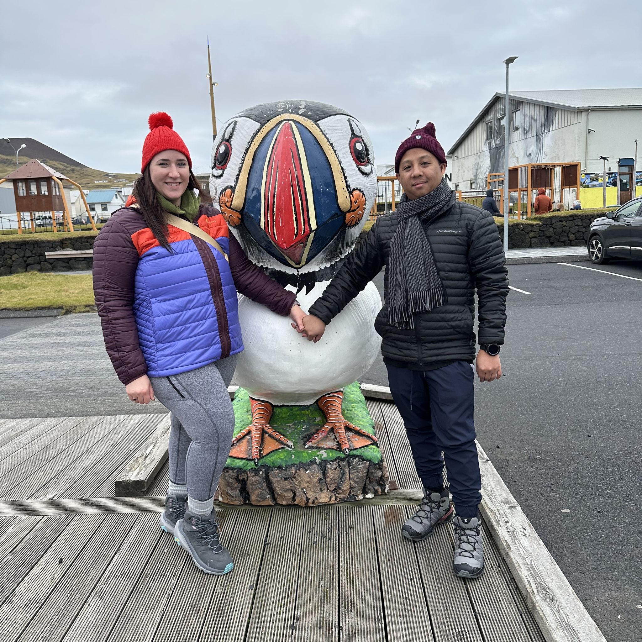 A "Puffin" statue on the Westman Islands. Iceland is famous for this unique species of bird - September, 2024