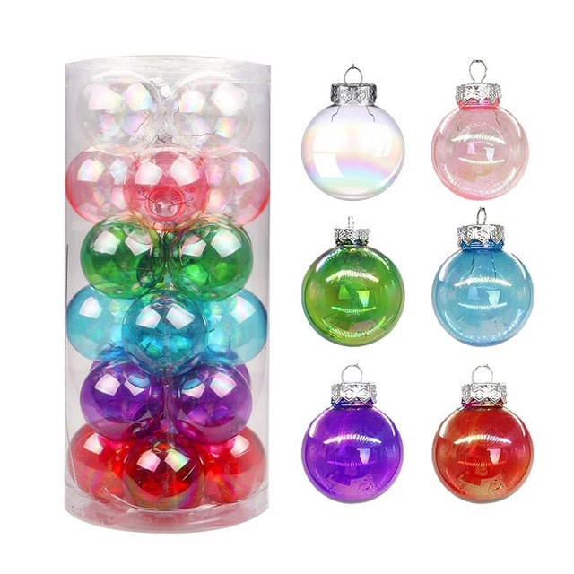 YYCRAFT Shatterproof Clear Plastic Christmas Ball Ornaments 6CM Iridescent Balls Ornaments Christmas Party Decorations(24 Pcs,Colorful A)