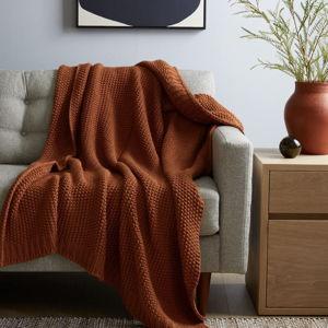 Cotton Fisherman Throw in Terracotta