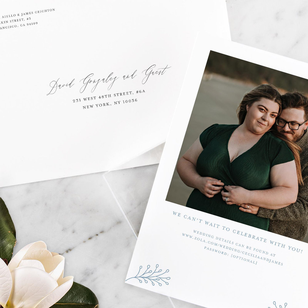 Bellevue Portrait | Dusty Blue | Zola Wedding Invitations