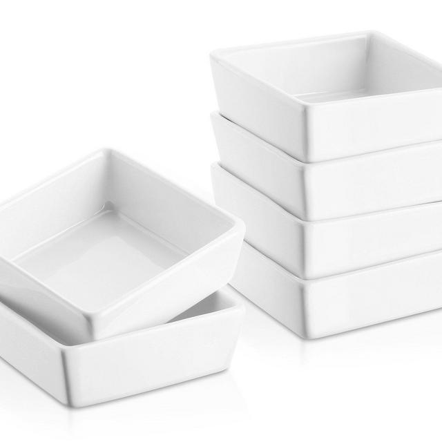 DOWAN 6oz Porcelain Ramekins - 6 Packs, White