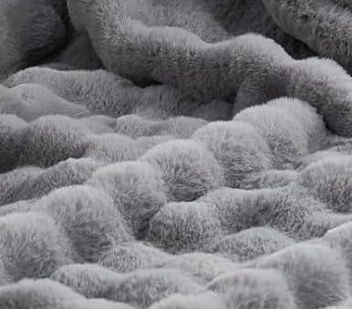 Super Comfort Oversized Warm Thick Bubble Luxury Plush Rabbit Faux Fur Throw Blanket, Fluffy Blanket,Soft Cozy Blanket for Couch Chair Bed Sofa Living Room (Cationic Grey, 60inX80in)