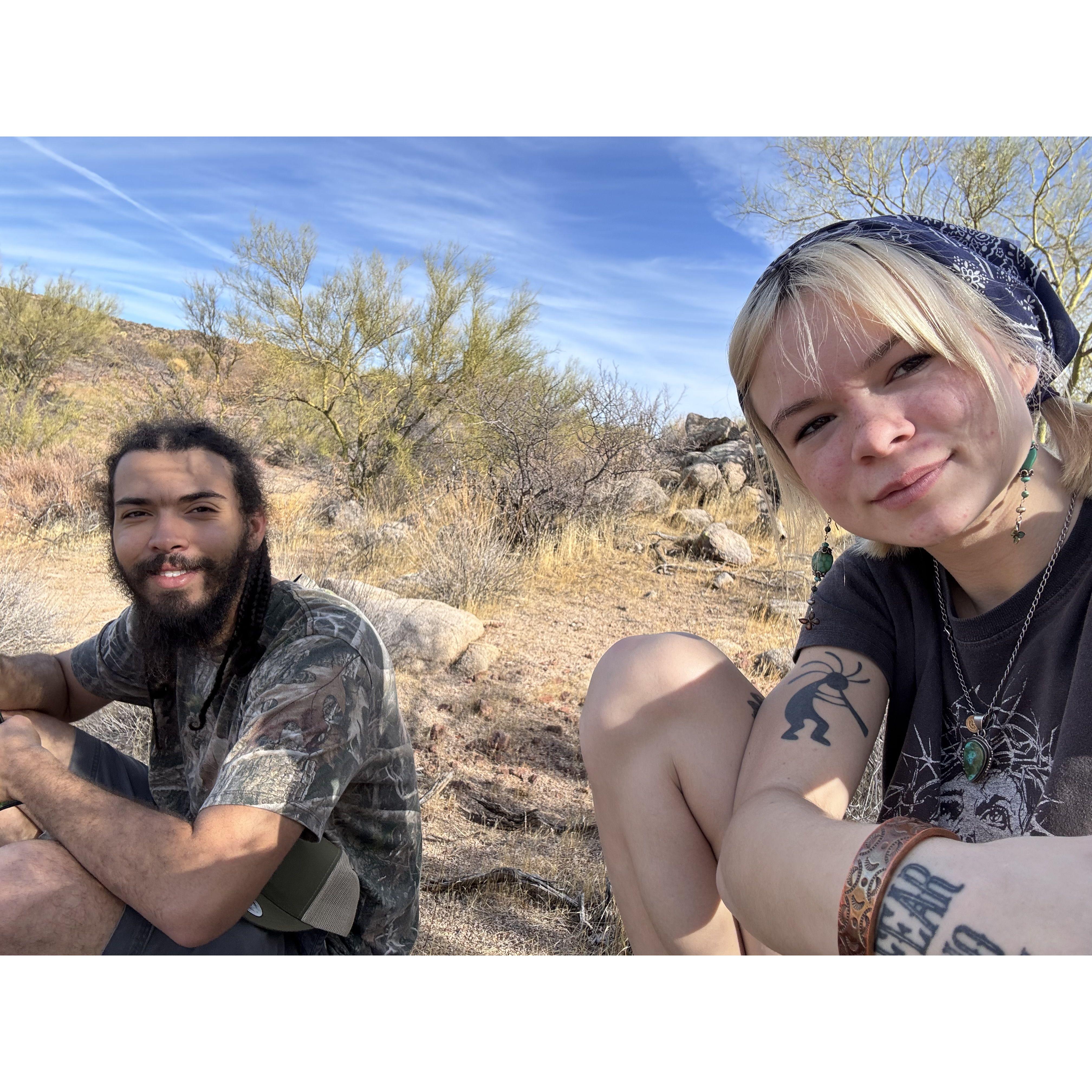 Hiking in Arizona, Hank was there too.