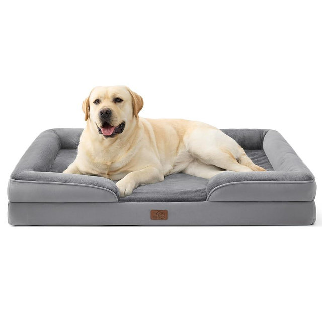 Bedsure Jumbo Orthopedic Dog Bed for Extra Large Dogs - Washable XLarge Dog Cat Bed Waterproof, Comfort Dogs Couch Sofa with Washable Removable Cover, Pet Bed with Nonskid Bottom, Grey, 45"