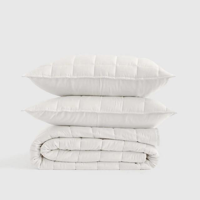 Bamboo Box Quilt Set - King in White