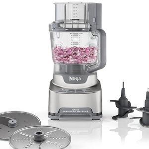 Ninja Food Processor, Professional XL, 1200 Peak-Watts, 4-in-1, Chopping, Slicing/Shredding, Purees, Dough, 12-Cup Processor Bowl, 2 Blades & 2 Discs, Feed Chute/Pusher, Black, NF701