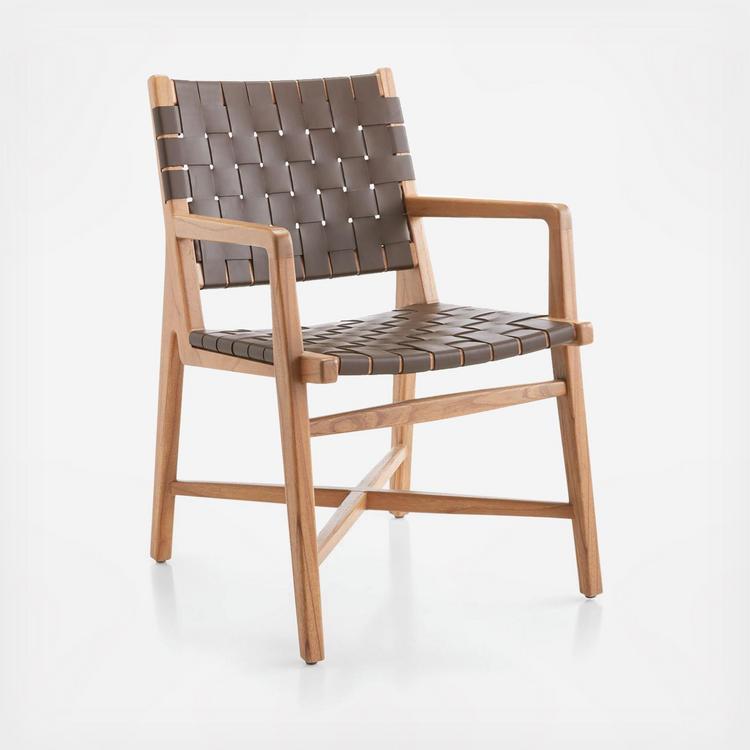 Leather strap discount chair with arms