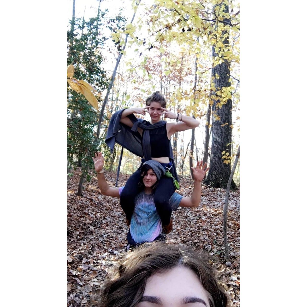 Jake on a hike with Isabella and her cousin Layla