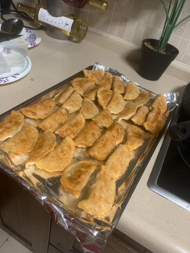 The empanadas they were cooking when Travis proposed.