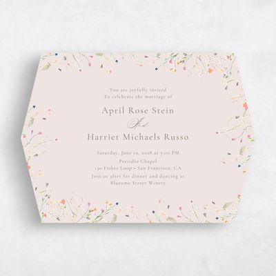 Beige Diamond Wedding Invitation - Caramella Landscape