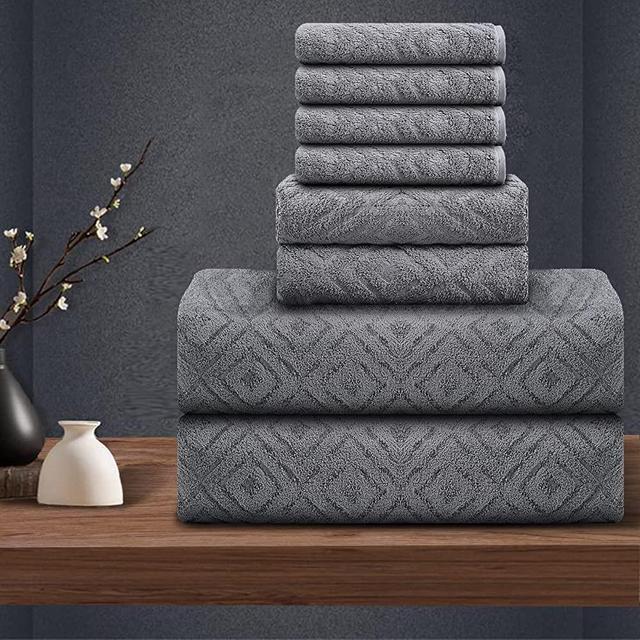 8 Piece Bathroom Towel Set Grey|2 Oversized Large Bath Towels Sheet,2 Hand Towels,4 Washcloths| 700GSM Soft Premium Towel Set for Bathroom Hotel,Highly Absorbent Quick Dry Bath Towel Collections
