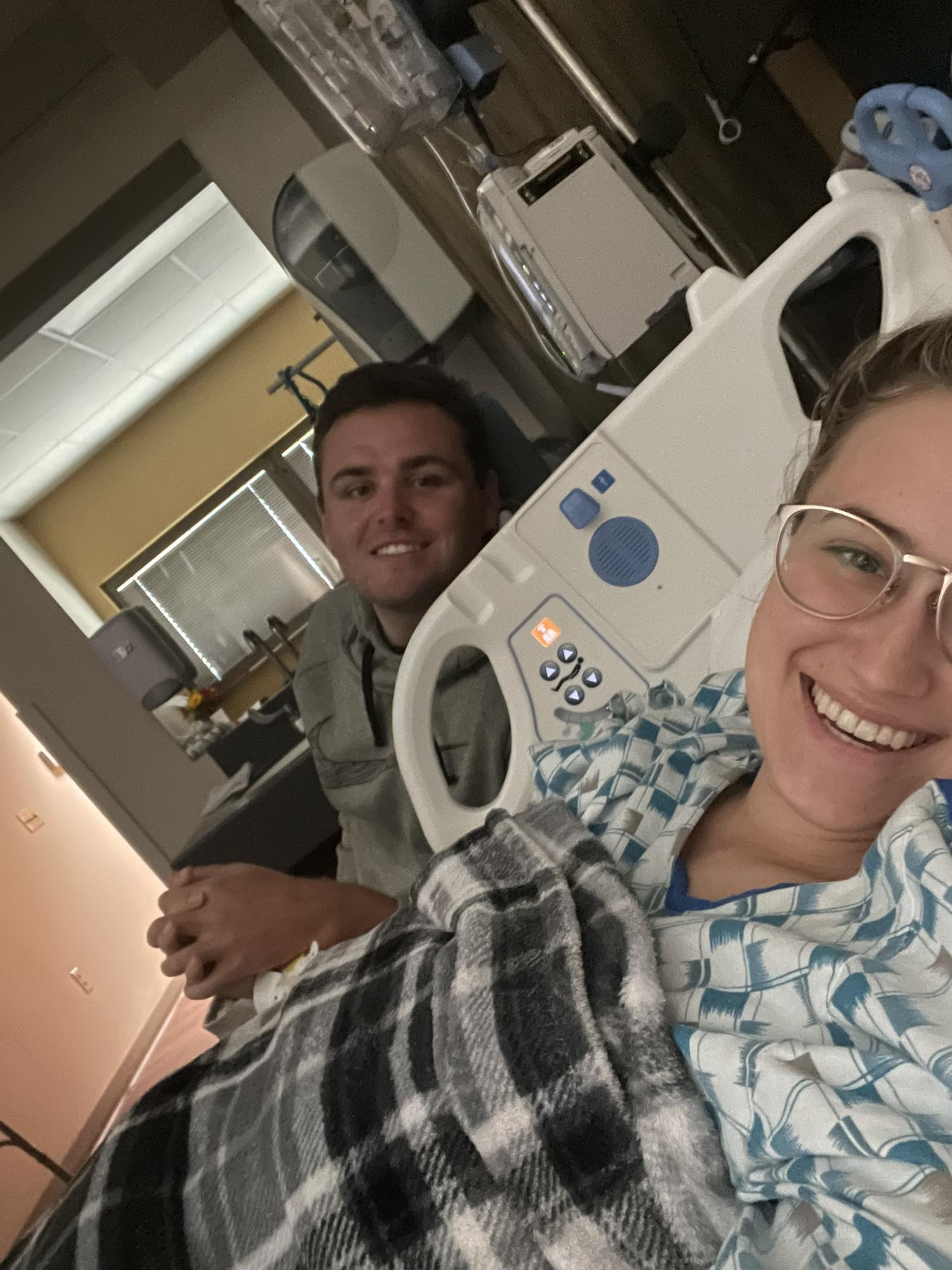 Maddie’s hand to hold and shoulder to cry on during her hip surgery recovery!