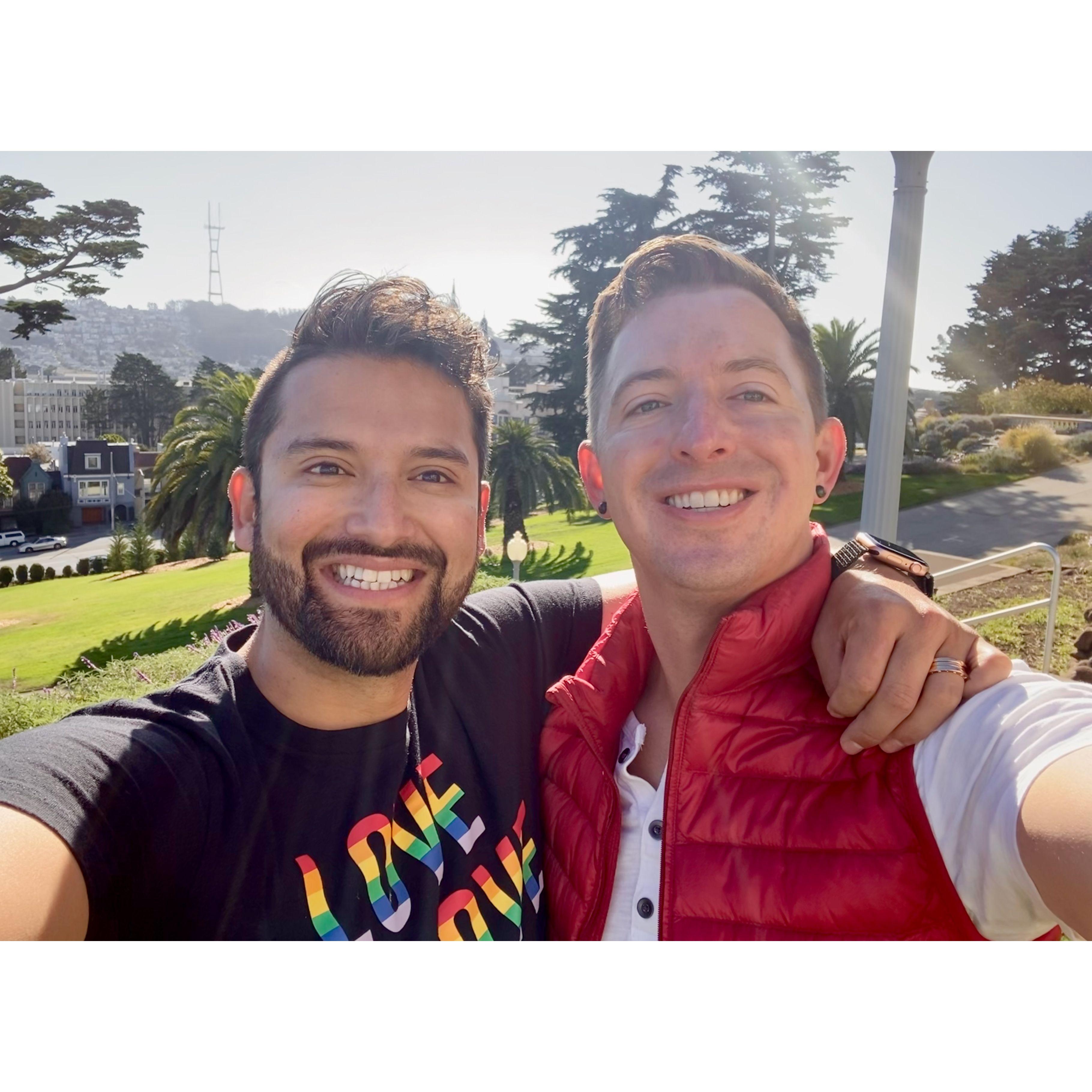 Matt proposed to me at Lone Mountain overlooking USF and his favorite SF landmark, Sutro Tower.