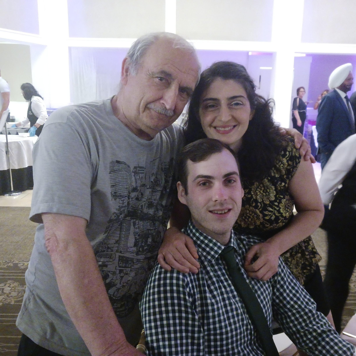 With Gina's dad.