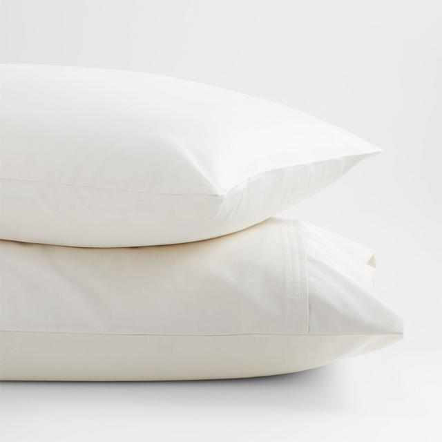 Organic 400 Thread Count Sateen Ivory Pillow Cases Standard, Set of 2