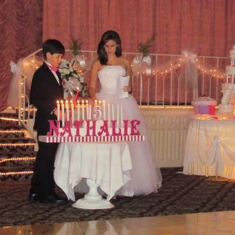 Nathalie at his "Quinceañera".  Meaning that she turned 15 years old.