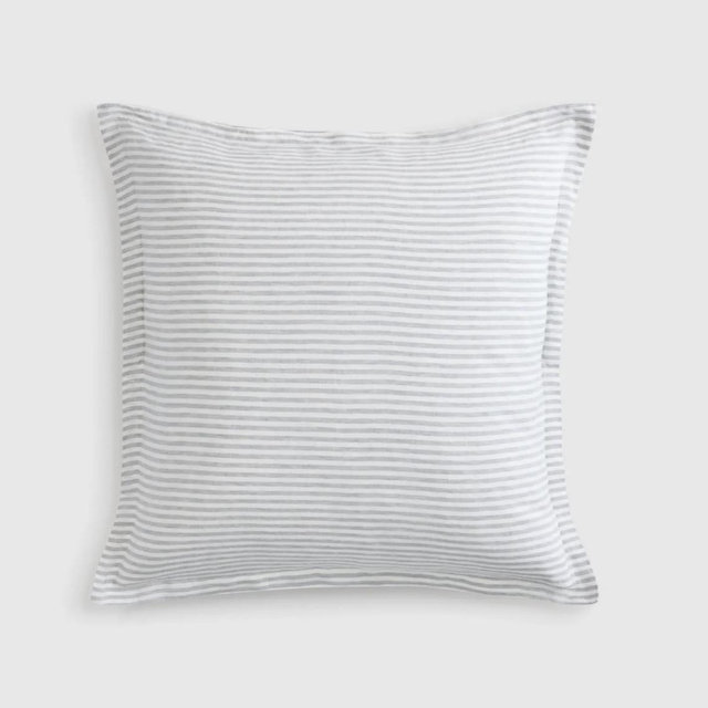 European Linen Stripe Euro Sham - Mist/White Stripe
