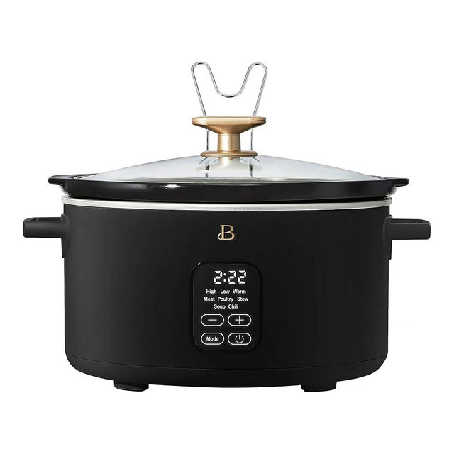 B 6 Quart Programmable Slow Cooker, 5 Cooking Presets, Digital Countdown Timer, Dishwasher Safe Parts by Drew Barrymore (Black)