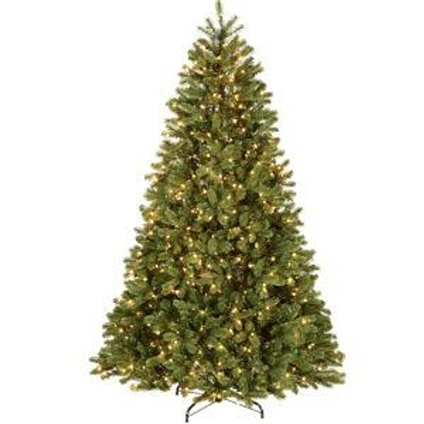 National Tree Company 7.5-ft Douglas fir Pre-lit Flocked Artificial Christmas Tree with White Incandescent Lights