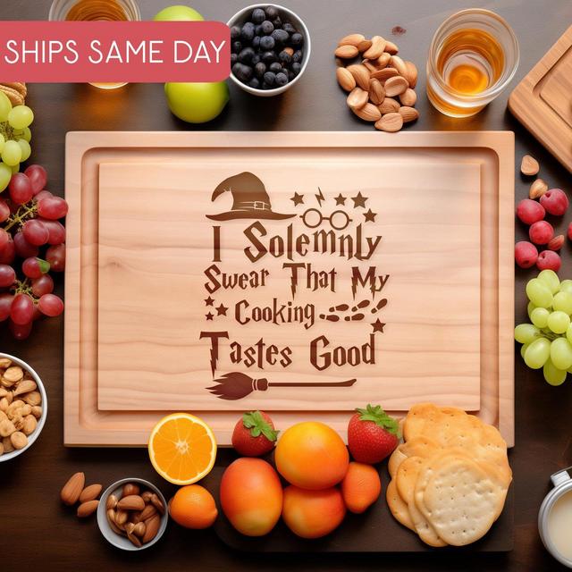 Funny Wizard Cutting Board, I Solemnly Swear Engraved Wood Serving Tray, Magic Charcuterie Board, Birthday Present, Christmas Gift for Her