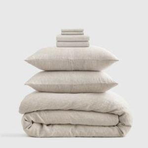 European Linen Deluxe Bedding Bundle in Sand - King