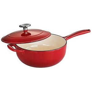 Tramontina Gourmet Cast Iron 3-Quart Covered Saucier - Red