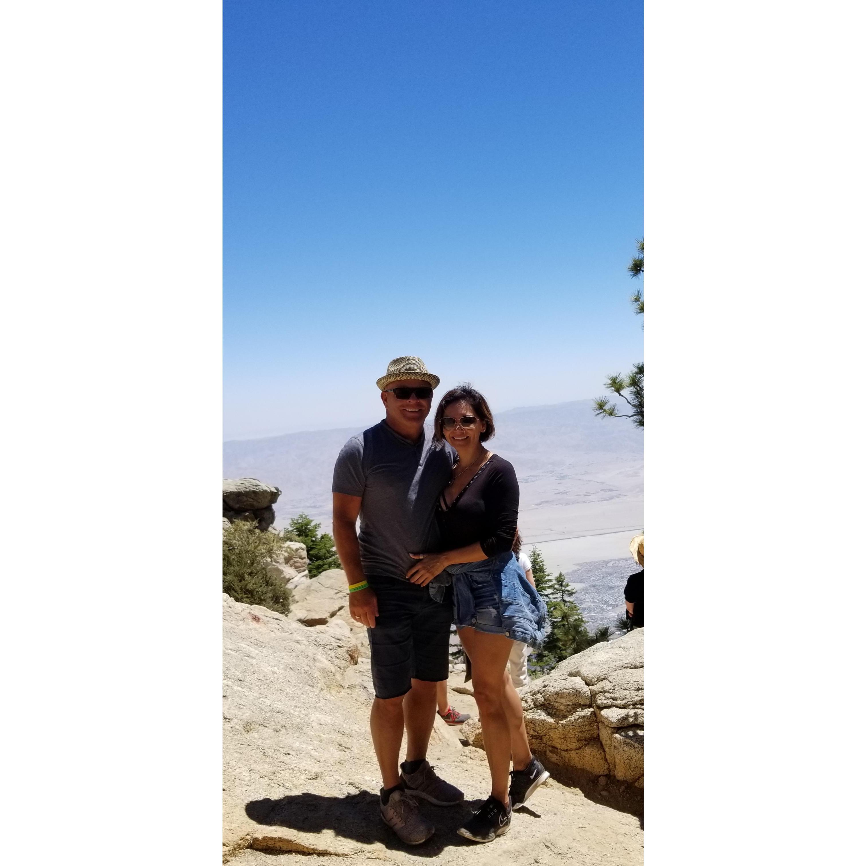 In Palm Springs; Don's first real hiking experience minus the trail mix. He was actually nervous while on the tramway ride up.